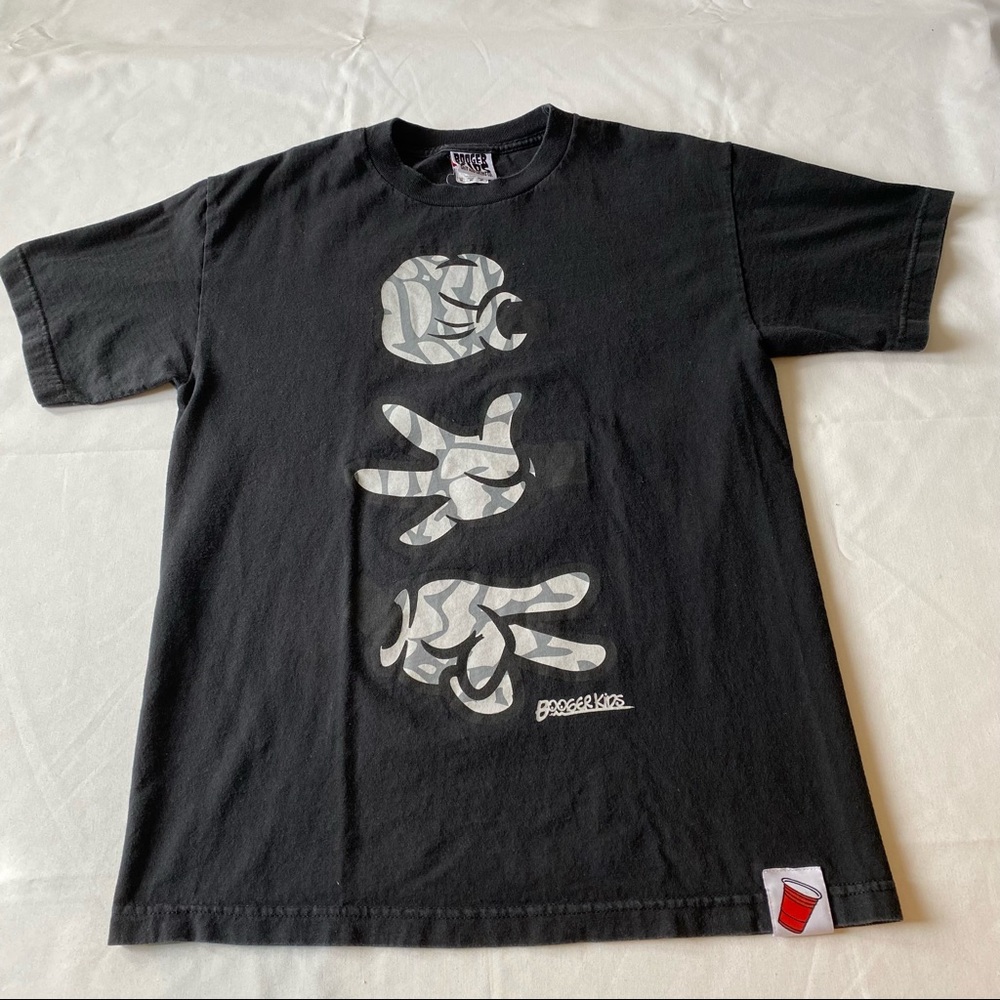 Booger Kids Black Rock Paper Scissors Graphic Tee Shirt Size Medium